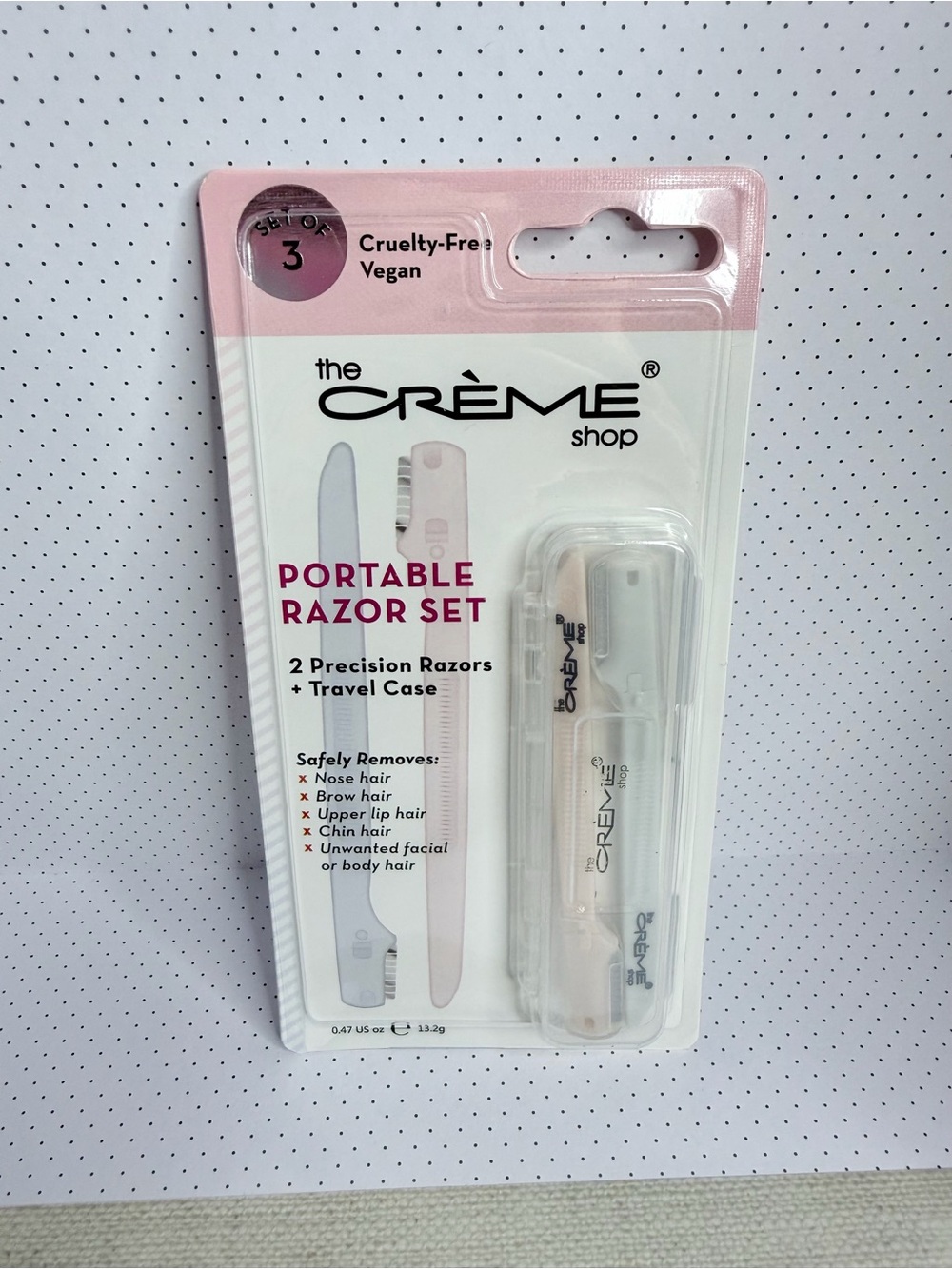 The Crème Shop Pink Portable Razor Set with Travel Case
